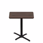 30" x 42" Two-Sided Oak/Walnut Quick Ship Table - Walnut Up + Black Counter Height 22" x 30" Cross Base