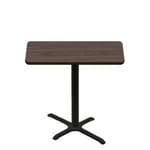 30" x 48" Two-Sided Oak/Walnut Quick Ship Table - Walnut Up + Black Counter Height 22" x 30" Cross Base