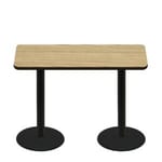 30" x 60" Two-Sided Oak/Walnut Quick Ship Table - Oak Up + (2) Black Counter Height 22" Disc Bases