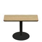 30" x 60" Two-Sided Oak/Walnut Quick Ship Table - Oak Up + Black Standard Height 30" Disc Base