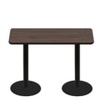 30" x 60" Two-Sided Oak/Walnut Quick Ship Table - Walnut Up + (2) Black Counter Height 22" Disc Bases