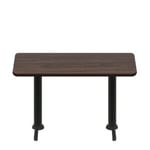 30" x 60" Two-Sided Oak/Walnut Quick Ship Table - Walnut Up + (2) Black Standard Height 22" T Bases