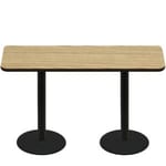 30" x 72" Two-Sided Oak/Walnut Quick Ship Table - Oak Up + (2) Black Counter Height 22" Disc Bases