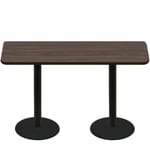 30" x 72" Two-Sided Oak/Walnut Quick Ship Table - Walnut Up + (2) Black Counter Height 22" Disc Bases
