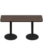 30" x 72" Two-Sided Oak/Walnut Quick Ship Table - Walnut Up + (2) Black Standard Height 22" Disc Bases