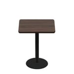 36" x 36" Two-Sided Oak/Walnut Quick Ship Table - Walnut Up + Black Counter Height 22" Disc Base