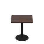 36" x 36" Two-Sided Oak/Walnut Quick Ship Table - Walnut Up + Black Standard Height 22" Disc Base