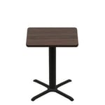 36" x 36" Two-Sided Oak/Walnut Quick Ship Table - Walnut Up + Black Counter Height 30" x 30" Cross Base