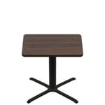 42" x 42" Two-Sided Oak/Walnut Quick Ship Table - Walnut Up + Black Standard Height 36" x 36" Cross Base