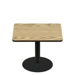 48" x 48" Two-Sided Oak/Walnut Quick Ship Table - Oak Up + Black Standard Height 30" Disc Base