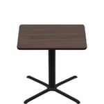 48" x 48" Two-Sided Oak/Walnut Quick Ship Table - Walnut Up + Black Counter Height 40" x 40" Cross Base
