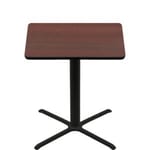 48" x 48" Two-Sided Mahogany/Black Quick Ship Table - Mahogany Up + Black Bar Height 40" x 40" Cross Base