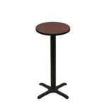 24" Round Two-Sided Mahogany/Black Quick Ship Table - Mahogany Up + Black Bar Height 22" x 22" Cross Base