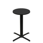 30" Round Two-Sided Mahogany/Black Quick Ship Table - Black Up + Black Bar Height 30" x 30" Cross Base