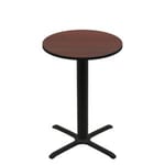 36" Round Two-Sided Mahogany/Black Quick Ship Table - Mahogany Up + Black Bar Height 30" x 30" Cross Base
