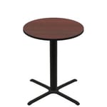 42" Round Two-Sided Mahogany/Black Quick Ship Table - Mahogany Up + Black Bar Height 36" x 36" Cross Base