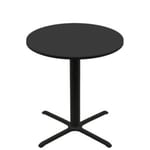 48" Round Two-Sided Mahogany/Black Quick Ship Table - Black Up + Black Bar Height 36" x 36" Cross Base