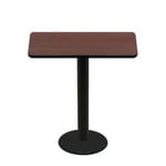 30" x 48" Two-Sided Mahogany/Black Quick Ship Table - Mahogany Up + Black Bar Height 22" Disc Base