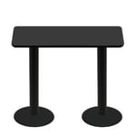 30" x 60" Two-Sided Mahogany/Black Quick Ship Table - Black Up + (2) Black Bar Height 22" Disc Bases