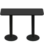 30" x 72" Two-Sided Mahogany/Black Quick Ship Table - Black Up + (2) Black Bar Height 22" Disc Bases