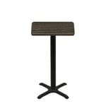 24" x 30" Thermoform Dark Walnut Quick Ship Table + Black Bar Height 22" x 22" Cross Base