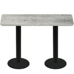 30" x 72" Thermoform Gray Barn Board Quick Ship Table + (2) Black Bar Height 22" Disc Bases