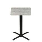 36" x 36" Thermoform Gray Barn Board Quick Ship Table + Black Bar Height 30" x 30" Cross Base