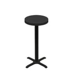 24" Round Urban Onyx Quick Ship Table + Black Bar Height 22" x 22" Cross Base