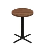 36" Round Urban Toasted Birch Quick Ship Table + Black Bar Height 30" x 30" Cross Base