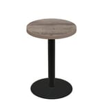 36" Round Urban Weathered Barnwood Quick Ship Table + Black Bar Height 30" Disc Base