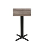 30" x 30" Urban Weathered Barnwood Quick Ship Table + Black Bar Height 22" x 22" Cross Base