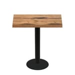 30" x 48" Urban Natural Heartwood Quick Ship Table + Black Bar Height 22" Disc Base