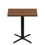 30" x 48" Urban Toasted Birch Quick Ship Table + Black Bar Height 30" x 30" Cross Base