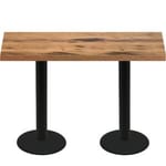 30" x 72" Urban Natural Heartwood Quick Ship Table + (2) Black Bar Height 22" Disc Bases