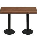 30" x 72" Urban Toasted Birch Quick Ship Table + (2) Black Bar Height 22" Disc Bases