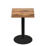36" x 36" Urban Natural Heartwood Quick Ship Table + Black Bar Height 30" Disc Base