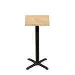 24" x 24" Woodland Clear Coat Finish Quick Ship Table + Black Bar Height 22" x 22" Cross Base