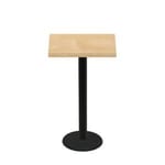24" x 30" Woodland Clear Coat Finish Quick Ship Table + Black Bar Height 18" Disc Base