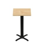 30" x 30" Woodland Clear Coat Finish Quick Ship Table + Black Bar Height 22" x 22" Cross Base