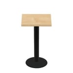 30" x 30" Woodland Clear Coat Finish Quick Ship Table + Black Bar Height 22" Disc Base