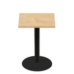 36" x 36" Woodland Clear Coat Finish Quick Ship Table + Black Bar Height 30" Disc Base