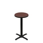 24" Round Two-Sided Mahogany/Black Quick Ship Table - Mahogany Up + Black Counter Height 22" x 22" Cross Base
