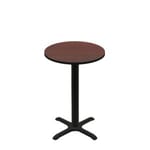 30" Round Two-Sided Mahogany/Black Quick Ship Table - Mahogany Up + Black Counter Height 22" x 22" Cross Base
