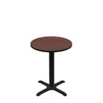 30" Round Two-Sided Mahogany/Black Quick Ship Table - Mahogany Up + Black Standard Height 22" x 22" Cross Base