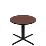 42" Round Two-Sided Mahogany/Black Quick Ship Table - Mahogany Up + Black Standard Height 36" x 36" Cross Base