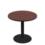 48" Round Two-Sided Mahogany/Black Quick Ship Table - Mahogany Up + Black Counter Height 30" Disc Base