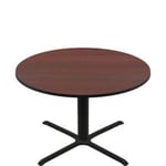 60" Round Two-Sided Mahogany/Black Quick Ship Table - Mahogany Up + Black Standard Height 40" x 40" Cross Base