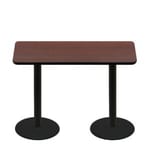 30" x 60" Two-Sided Mahogany/Black Quick Ship Table - Mahogany Up + (2) Black Counter Height 22" Disc Bases