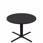 36" x 36" Flip to 51" Round Two-Sided Mahogany/Black Quick Ship Table - Black Up + Black Standard Height 36" x 36" Cross Base