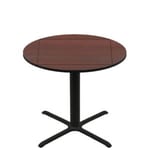 36" x 36" Flip to 51" Round Two-Sided Mahogany/Black Quick Ship Table - Mahogany Up + Black Counter Height 36" x 36" Cross Base